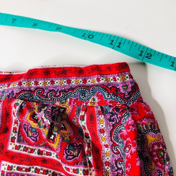 VTG 70s Handmade & OOAK Women’s Wide Leg Super Flare Culottes Pants Red Paisley - Picture 7 of 15